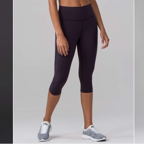 LULULEMON Pace Perfect Crop Legging Pants In Boysenberry Size 4 - Picture 2 of 11